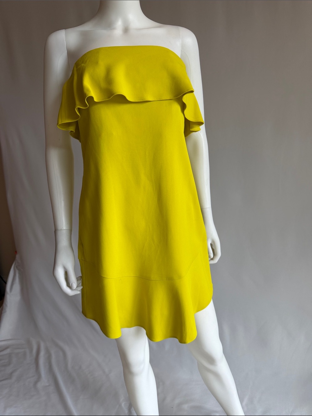 A.L.C. Strapless Ruffle Shift Dress in Bright Yellow